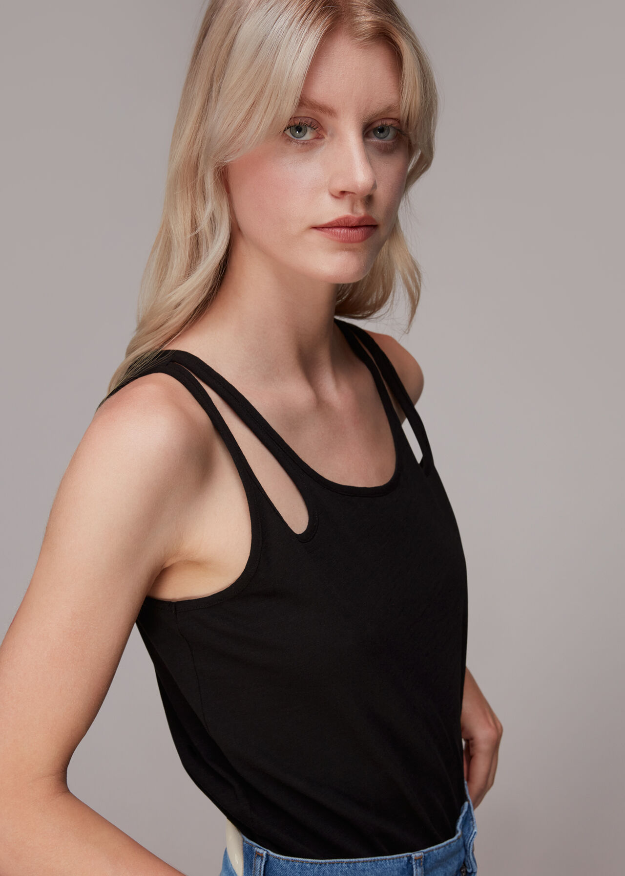 eksplicit Erkende Kænguru Black Raven Double Strap Tank | WHISTLES 