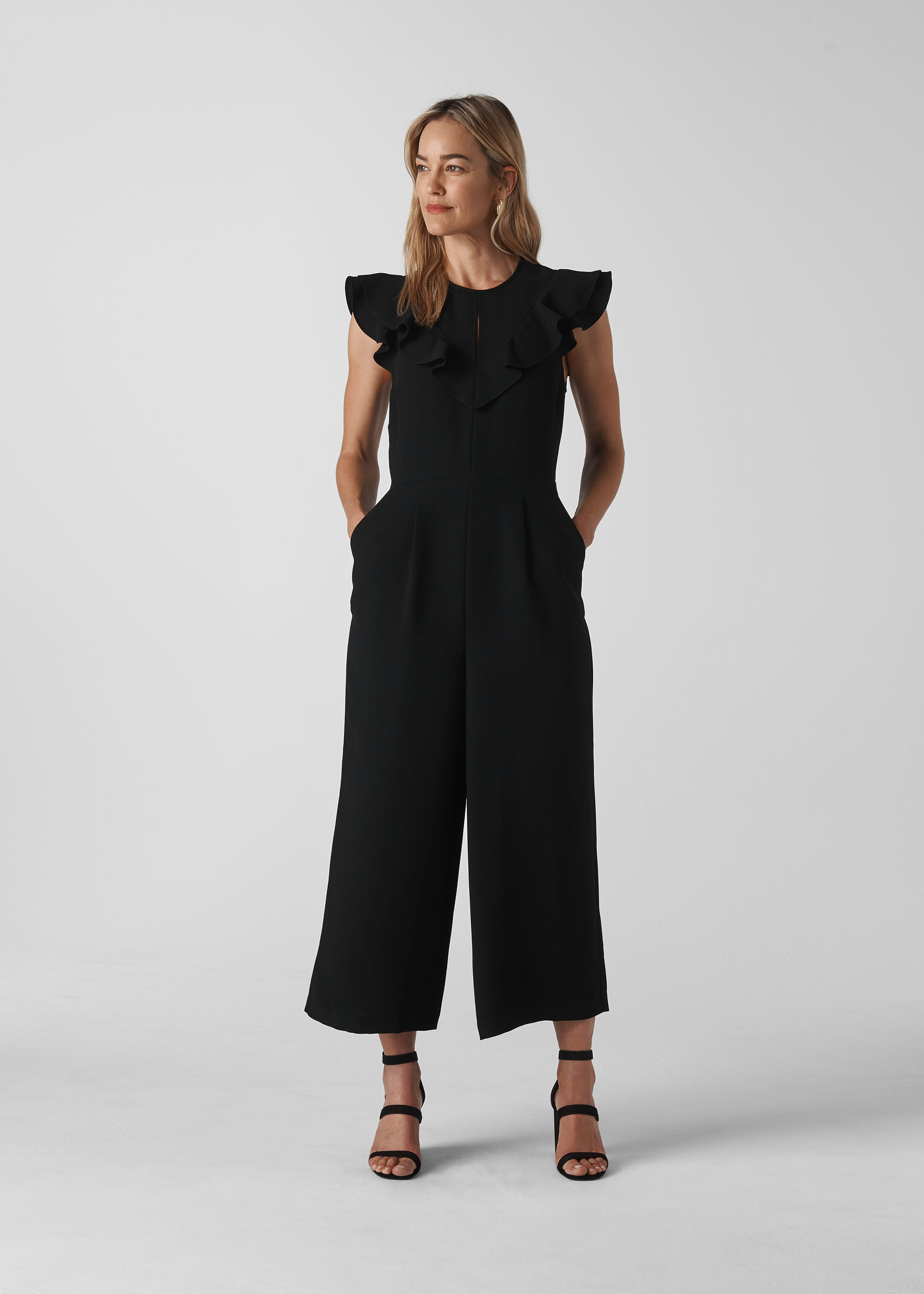 Black frill jumpsuit sales