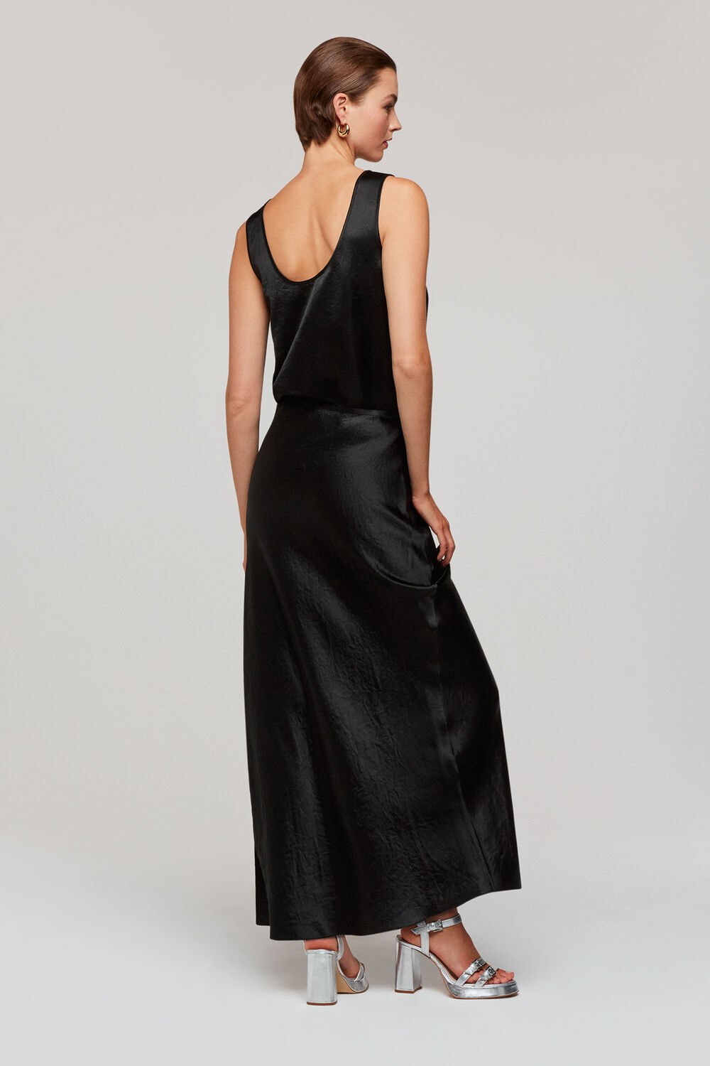 Black Ella Bias Cut Skirt