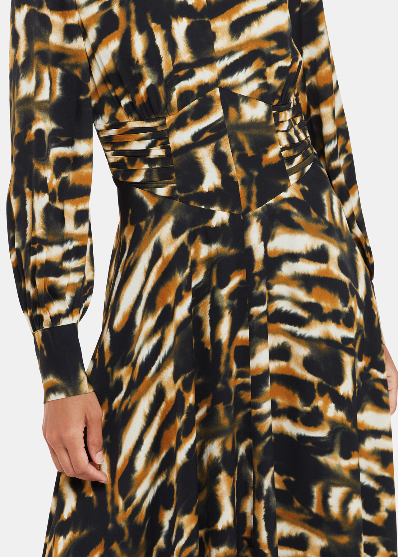 Smoke Print Gathered Dress
