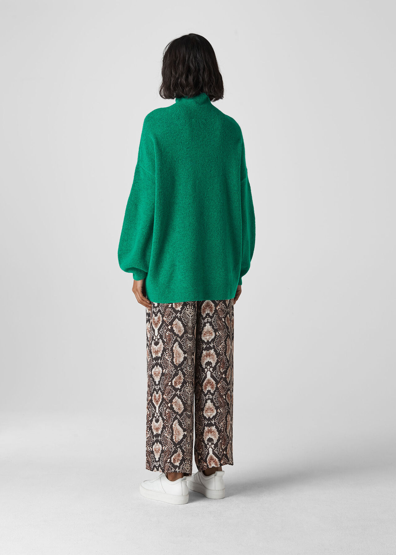 Oversized Funnel Neck Knit Green
