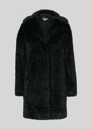 Frankie Faux Fur Animal Coat Green/Multi