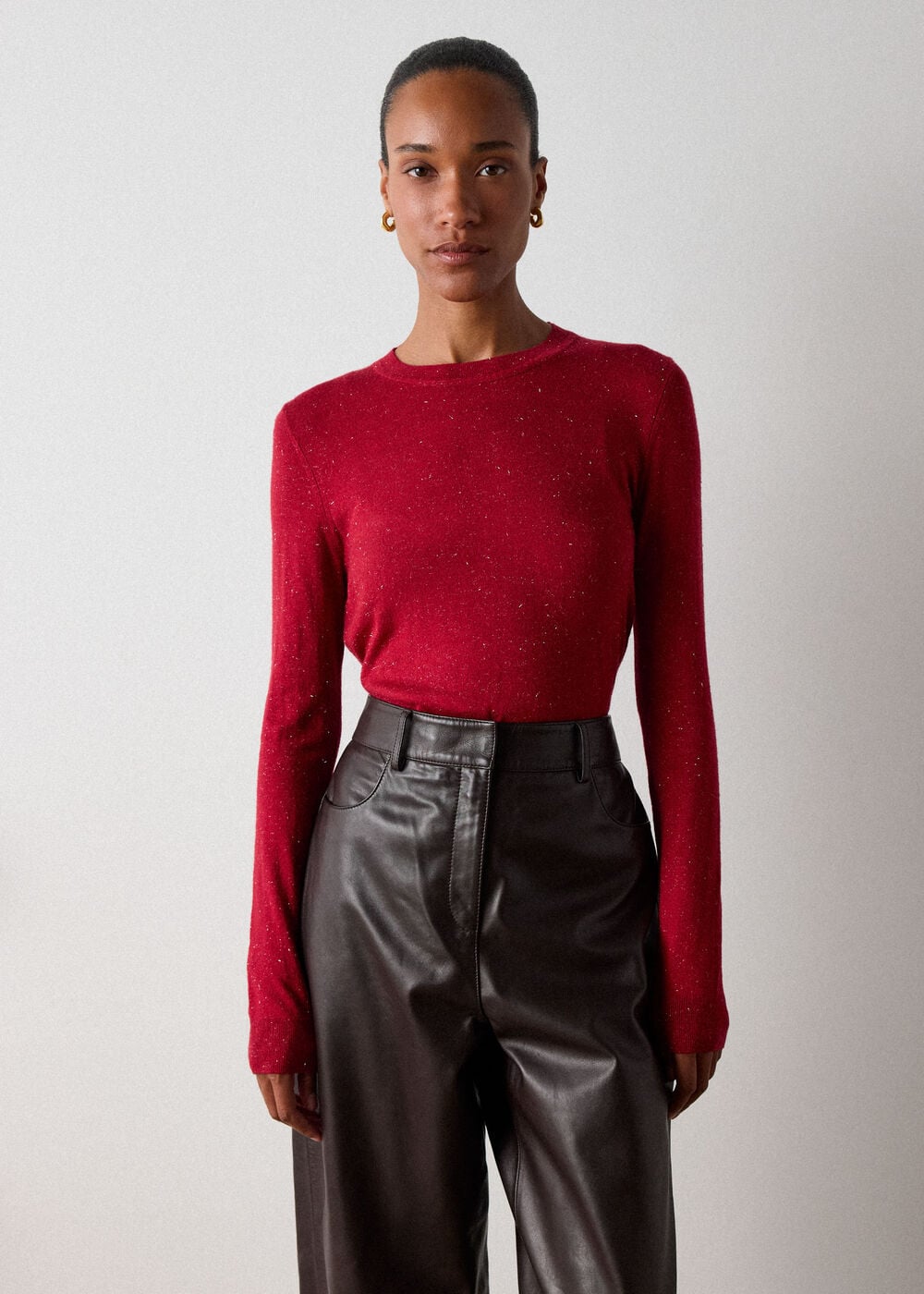 Dark Red Annie Sparkle Crew Neck
