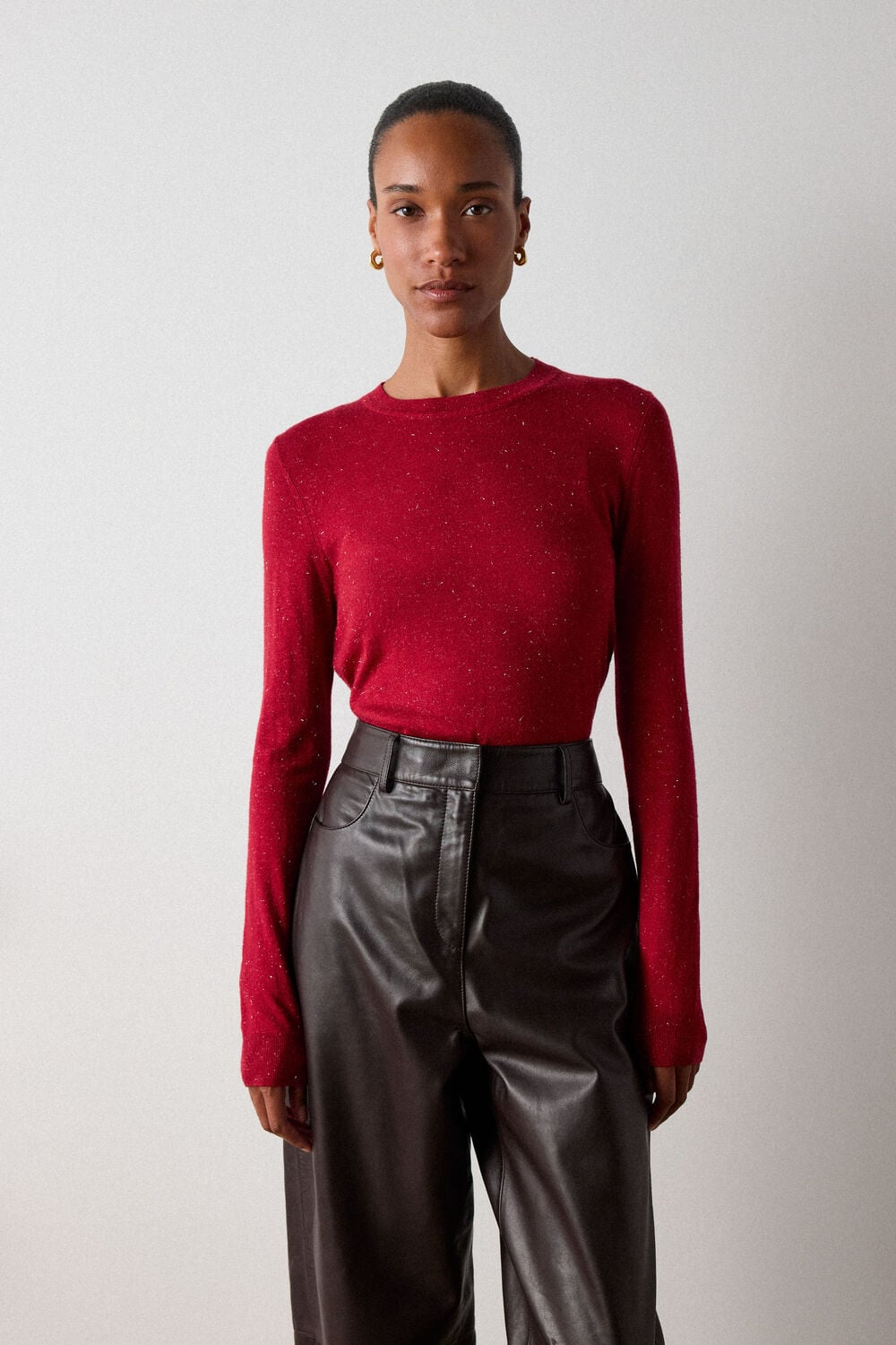Dark Red Annie Sparkle Crew Neck