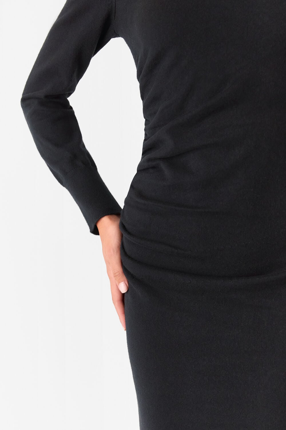 Gathered Side Midi Knit Dress