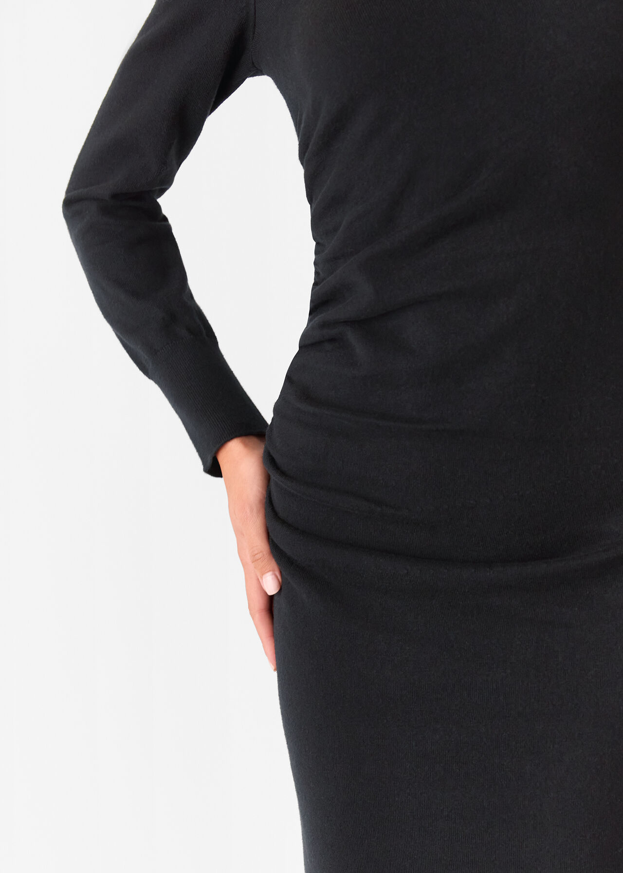 Gathered Side Midi Knit Dress