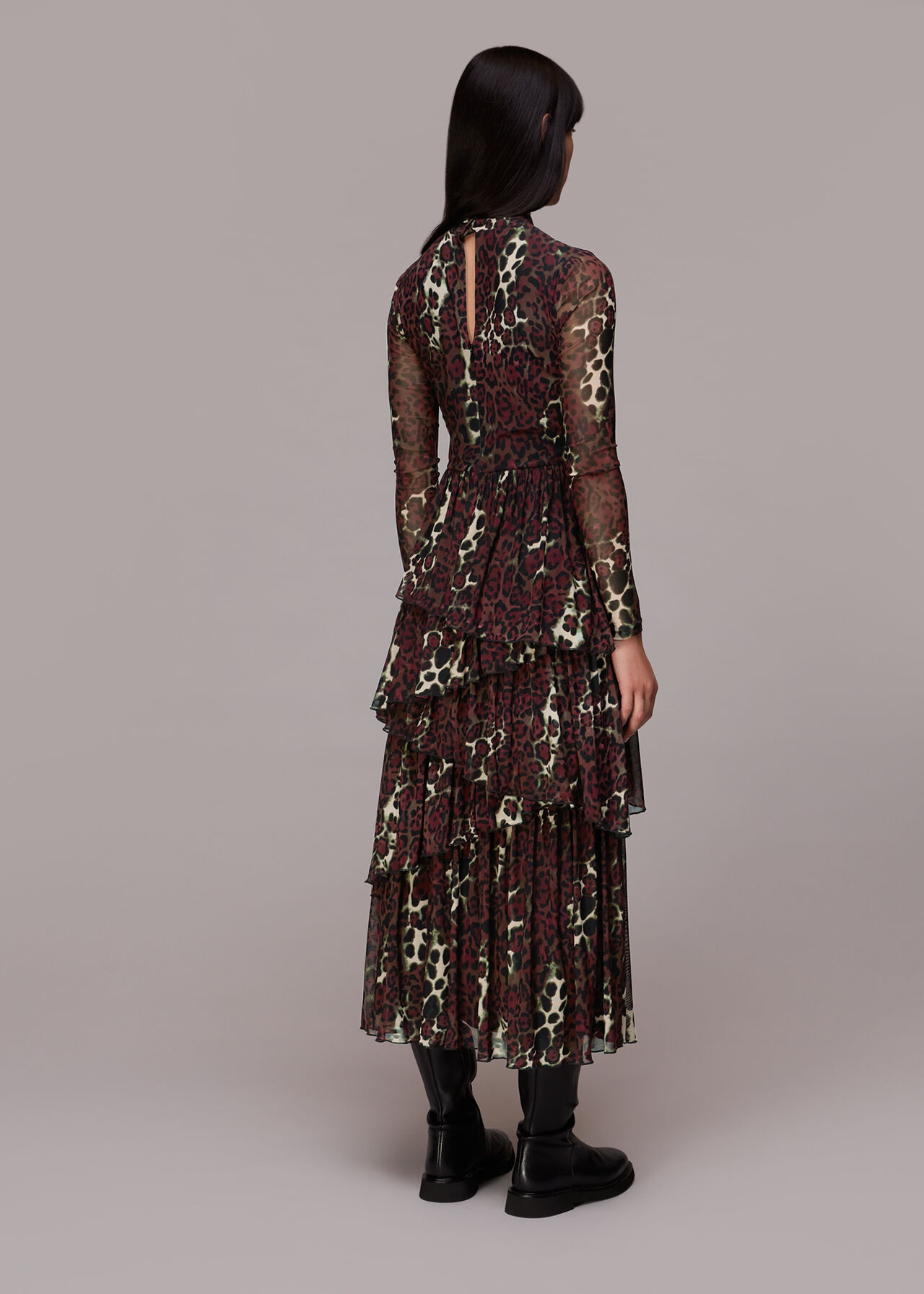 Night Cat Tiered Mesh Dress