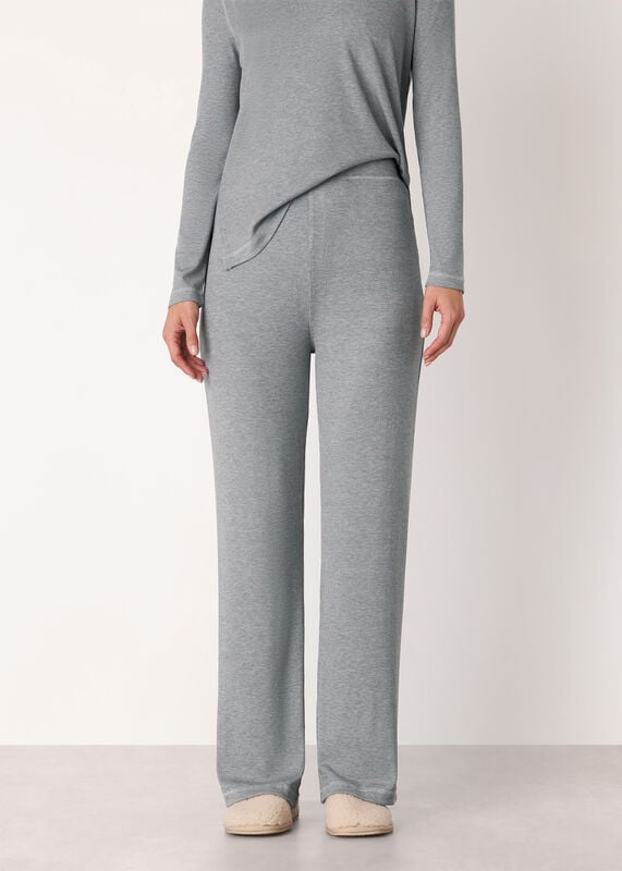 Grey Marl Rib Jersey Pyjama Bottom