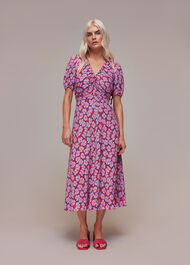 Petite Farfalle Flower Midi Dress