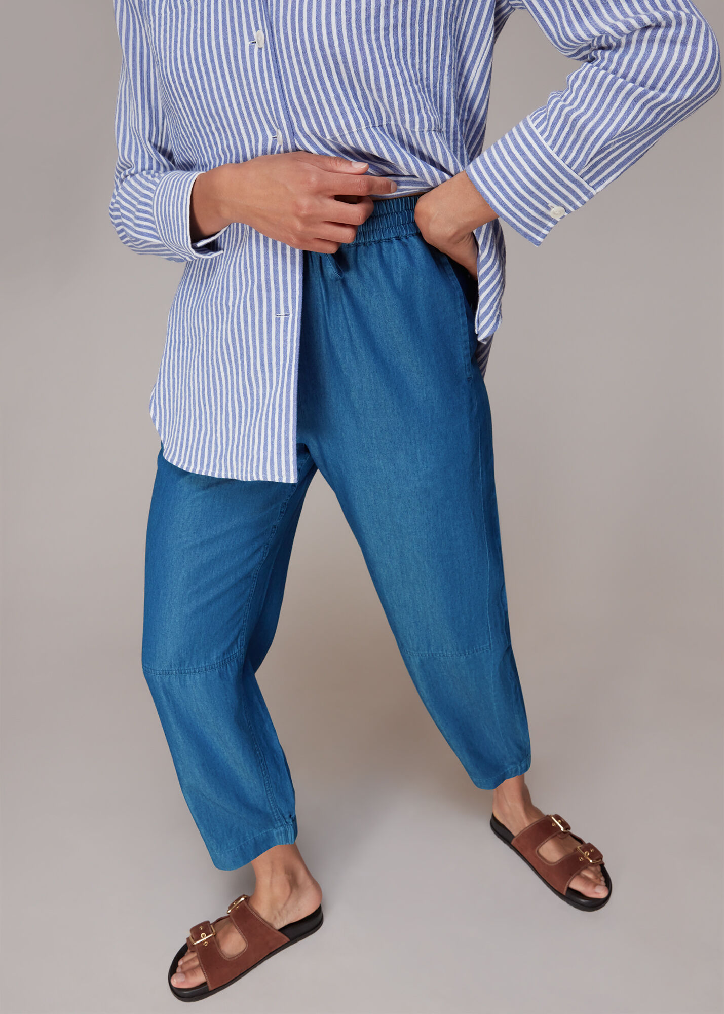 Blue Lucy Chambray Barrel Trouser WHISTLES