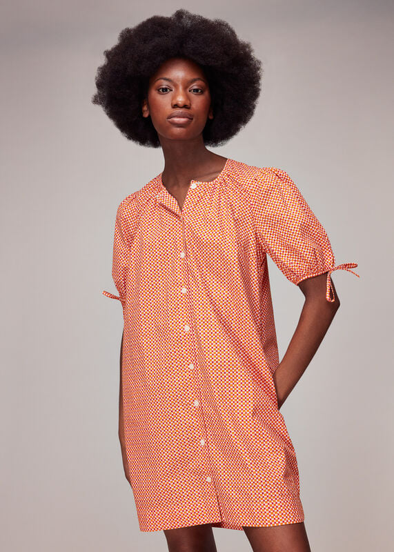 Ditsy Square Button Up Dress