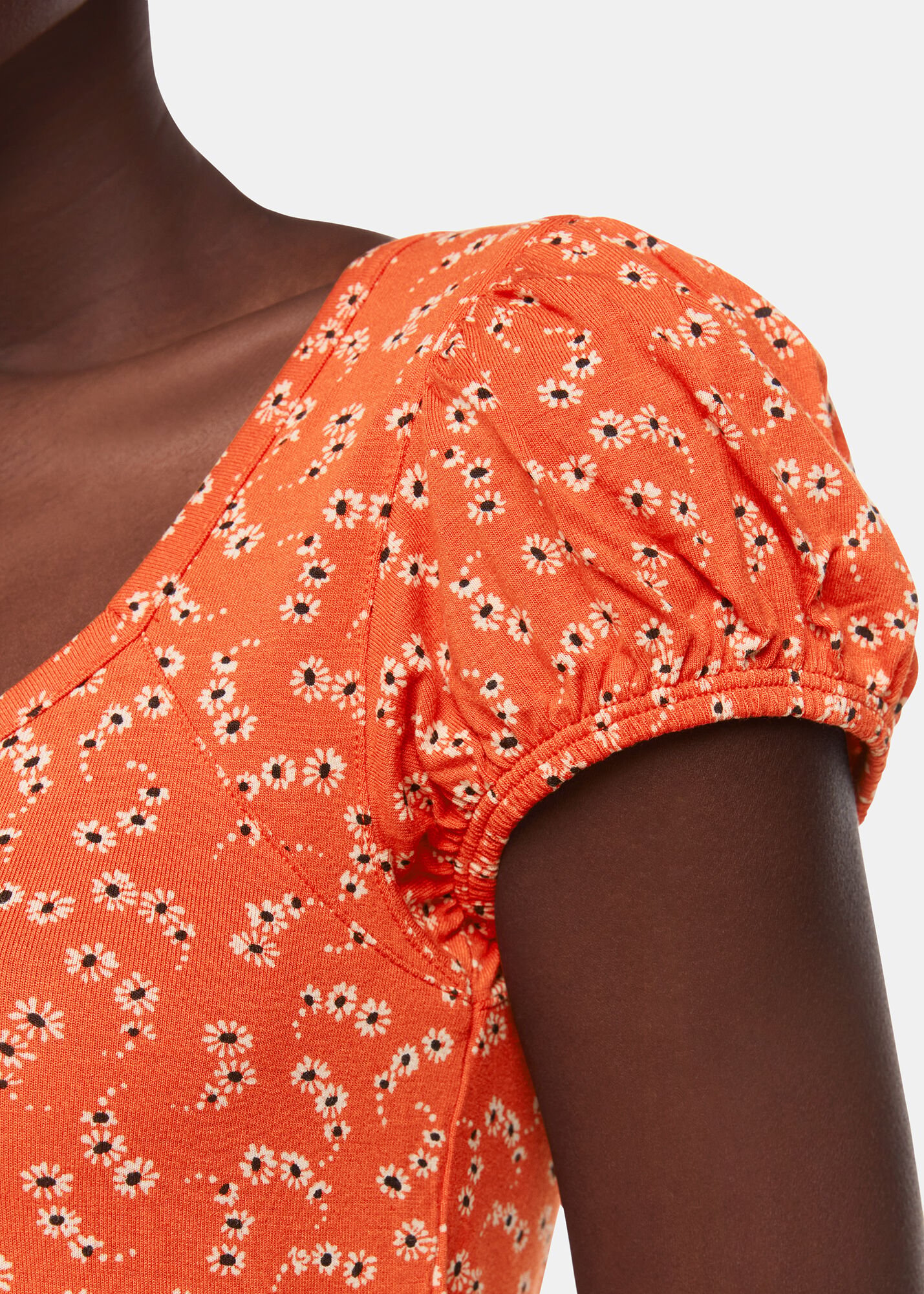 Red/Multi Micro Floral Sweetheart Top | WHISTLES | Whistles ROW |