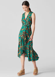 Capri Print Wrap Dress Green/Multi