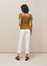 Trailing Daisy Rouched Top Yellow/Multi