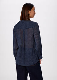 Grid Print Sheer Shirt