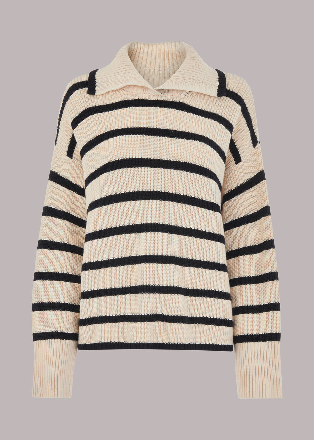 Rib Stripe Collar Sweater