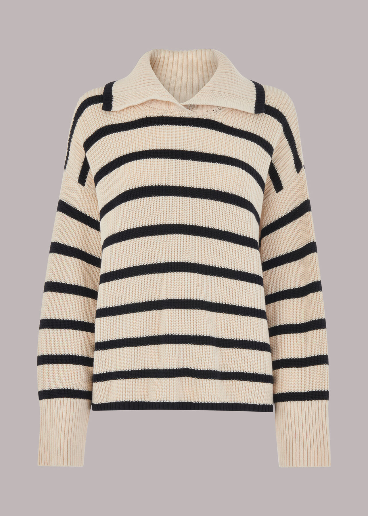 Rib Stripe Collar Sweater