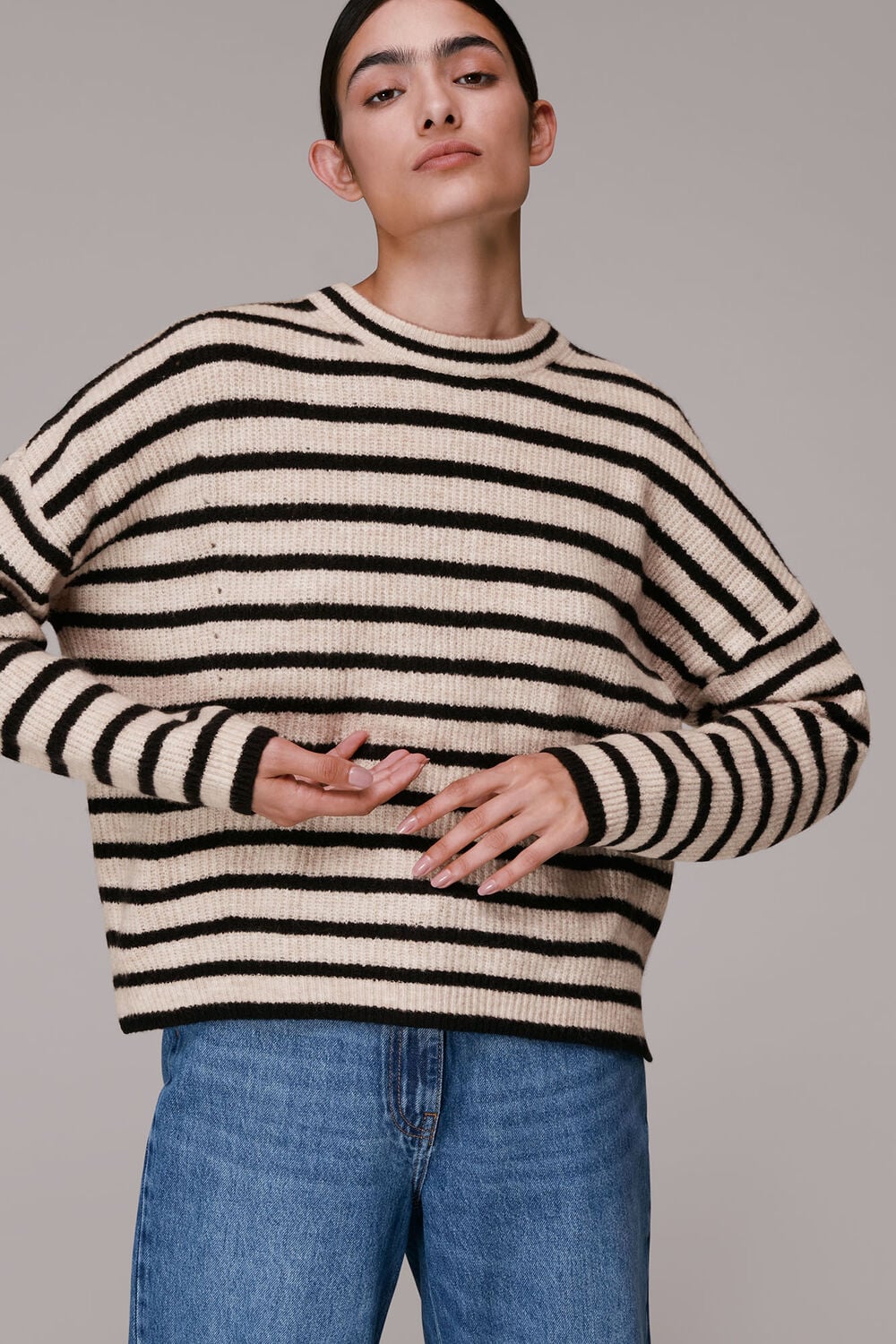 Stripe Ribbed Crew Neck Jumper