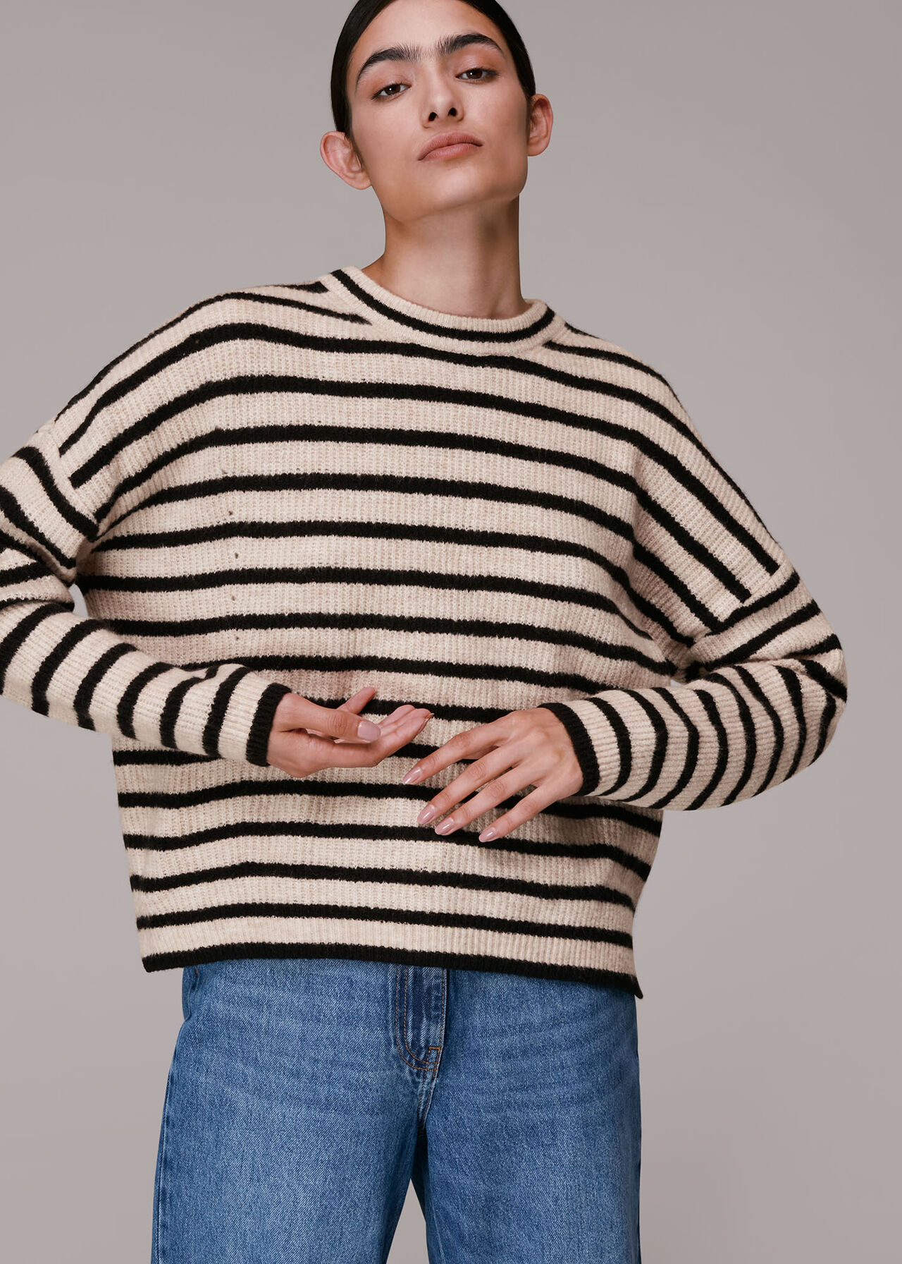 Stripe Ribbed Crew Neck Jumper