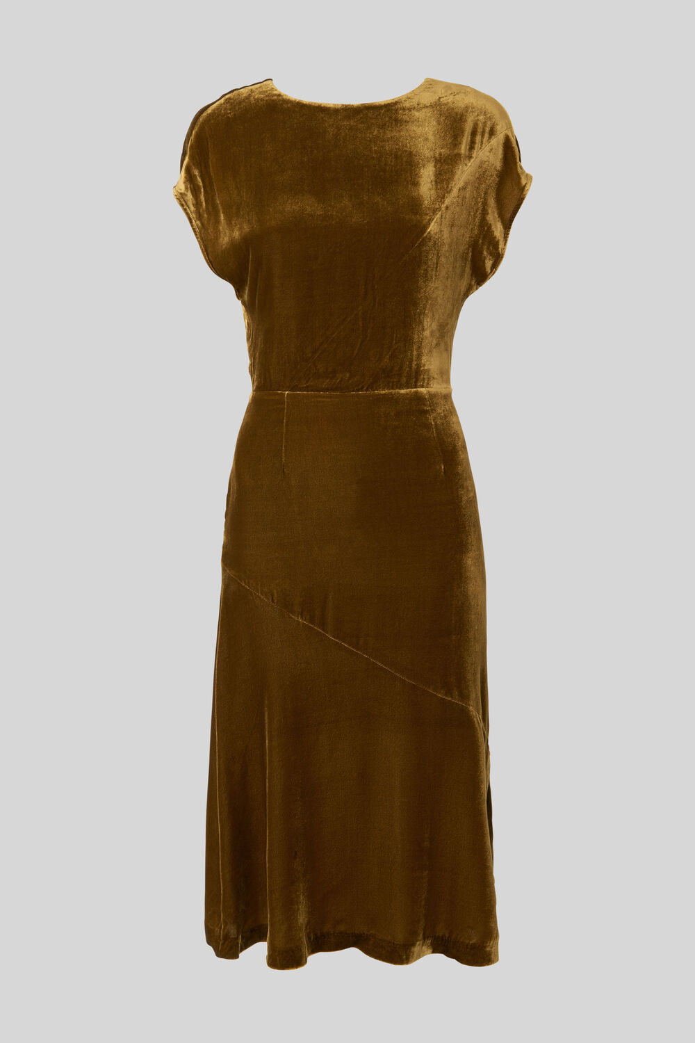 Mina Silk Mix Velvet Dress Gold