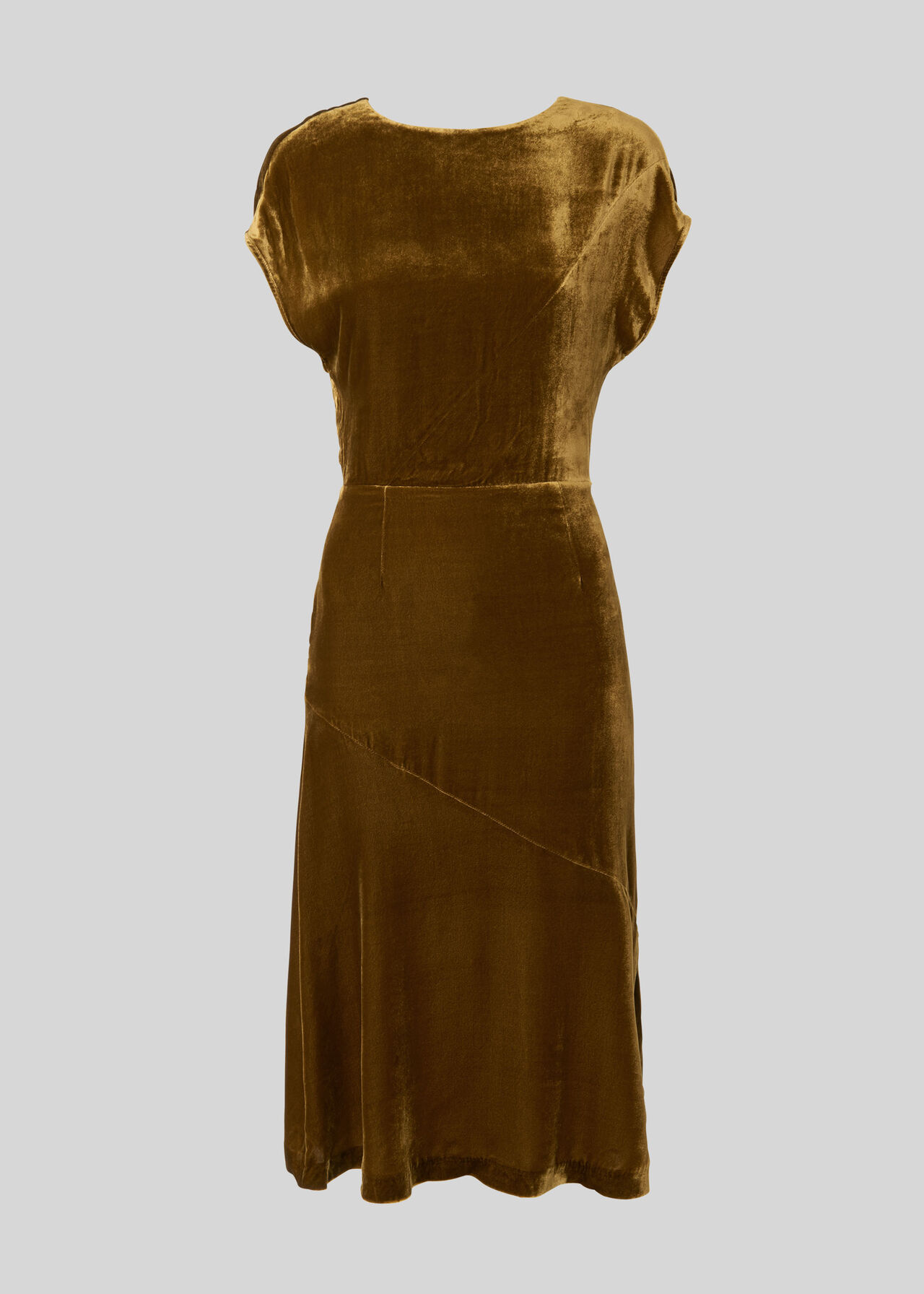 Mina Silk Mix Velvet Dress Gold