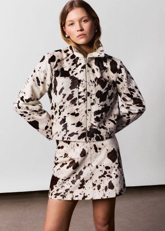 Brown Cow Print A Line Skirt