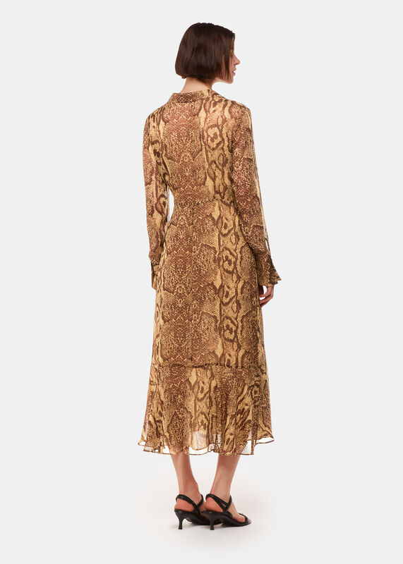 Snake Print Serpent Print Midi Dress
