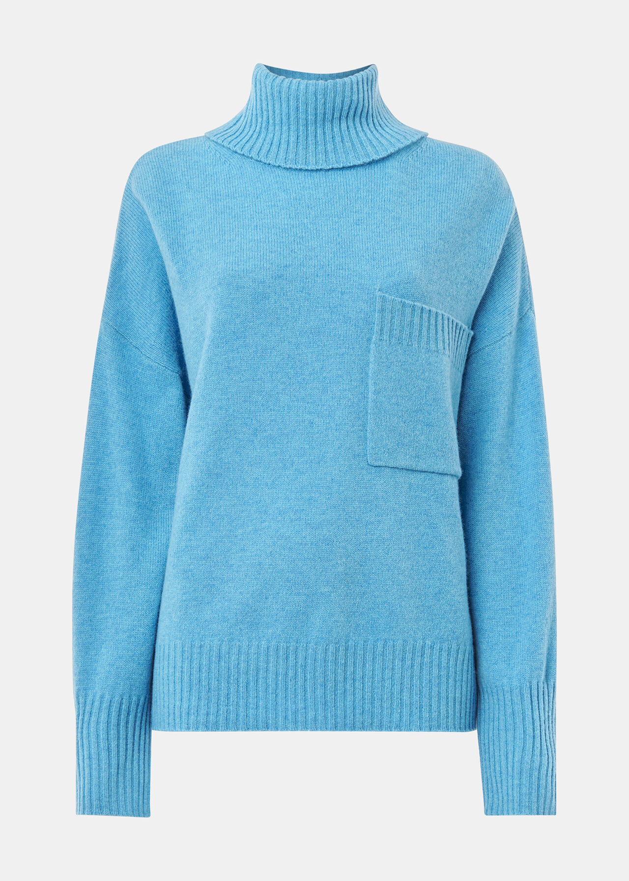 Wool Roll Neck Pocket Sweater