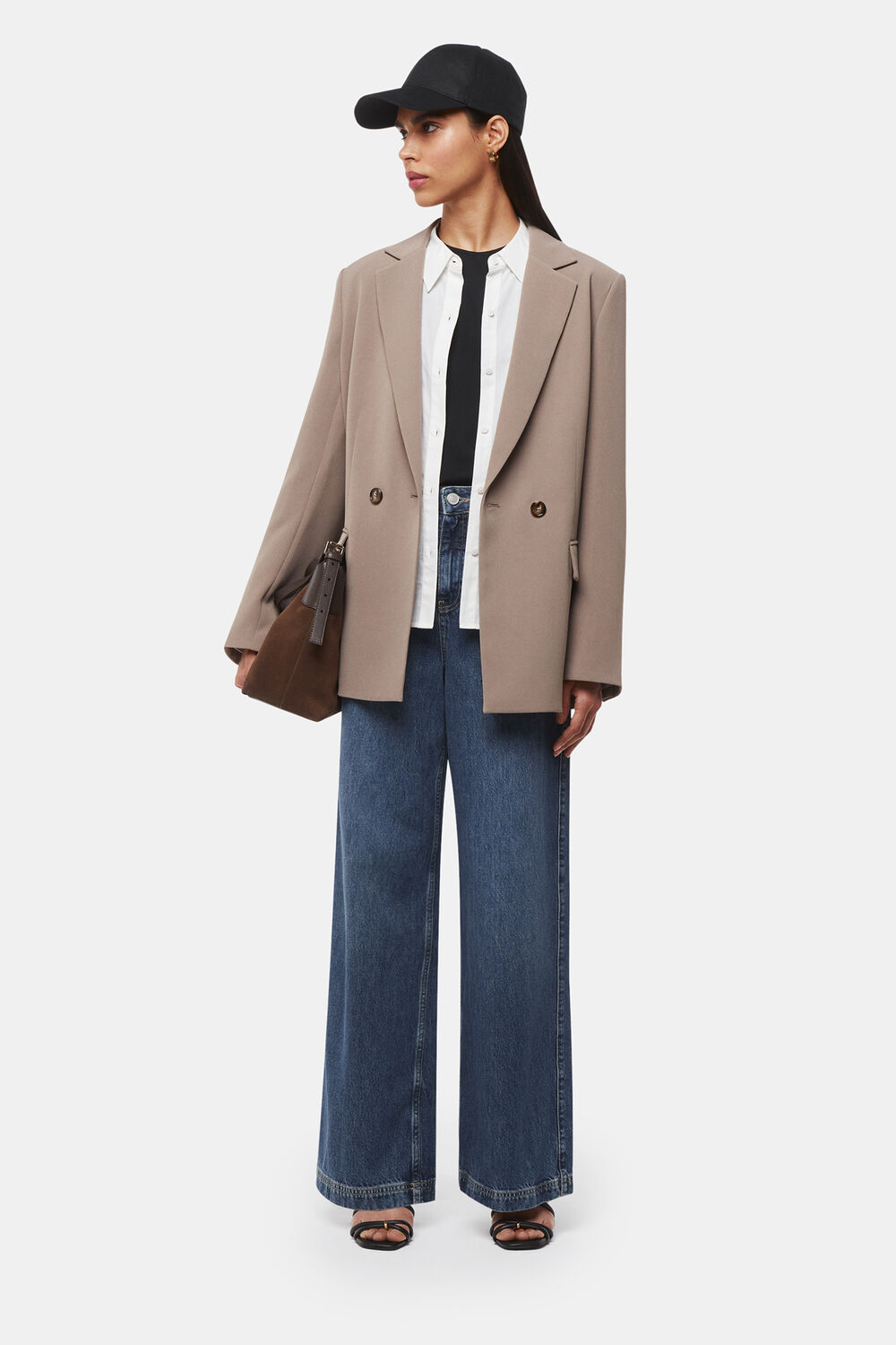 Taupe Nina Double Breasted Blazer