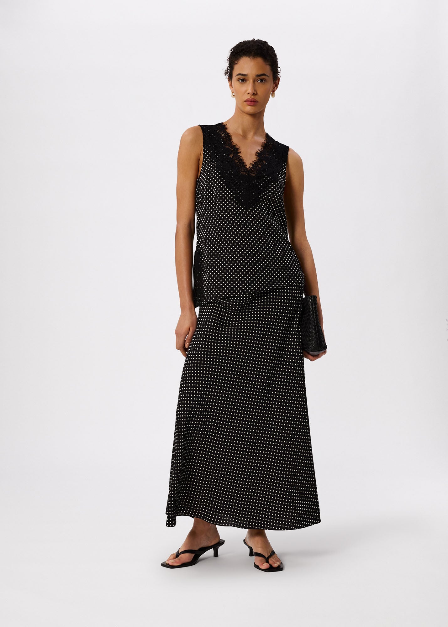 Black/White Mini Spot Fit And Flare Skirt | WHISTLES | Whistles UK |