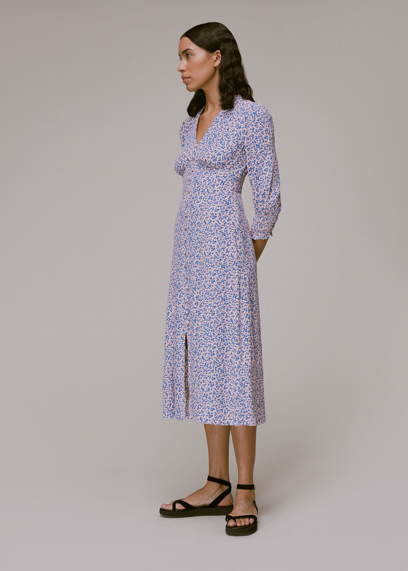 Whistles confetti floral print hotsell midi dress