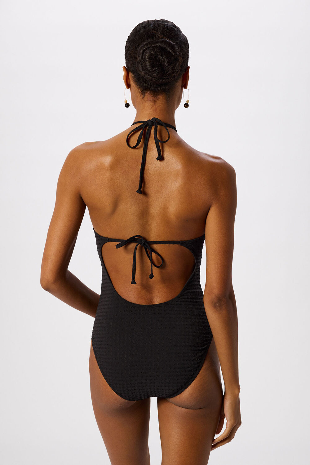 Black Textured Gingham Swimsuit