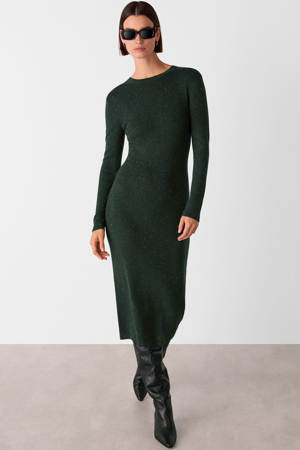 Dark Green Annie Sparkle Knit Dress