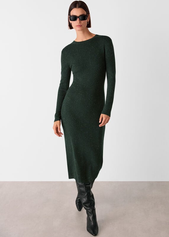 Dark Green Petite Annie Sparkle Knit Dress