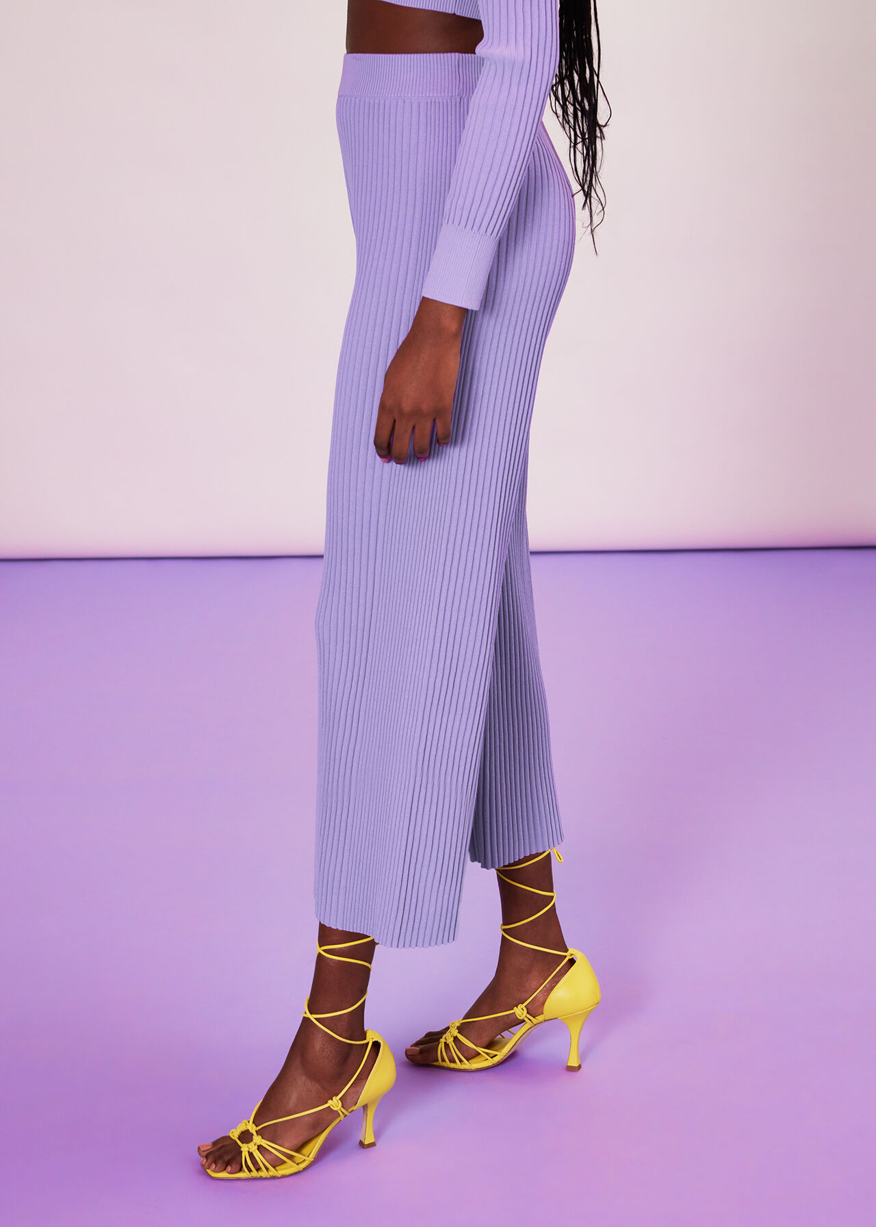 Wide Leg Rib Knit Trouser