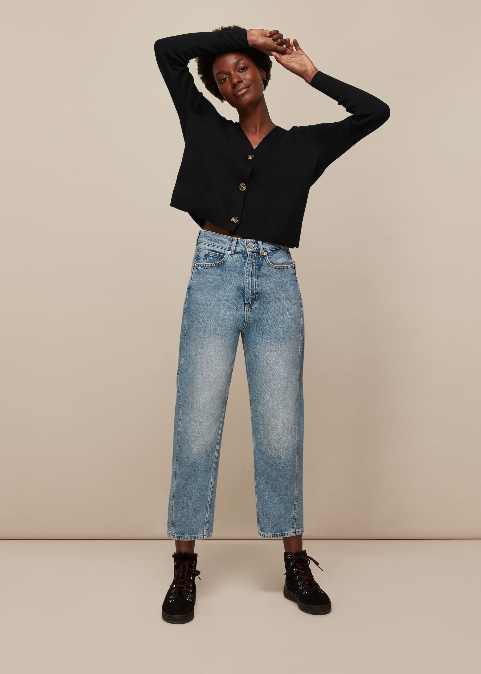 Black Button Front Cardigan WHISTLES