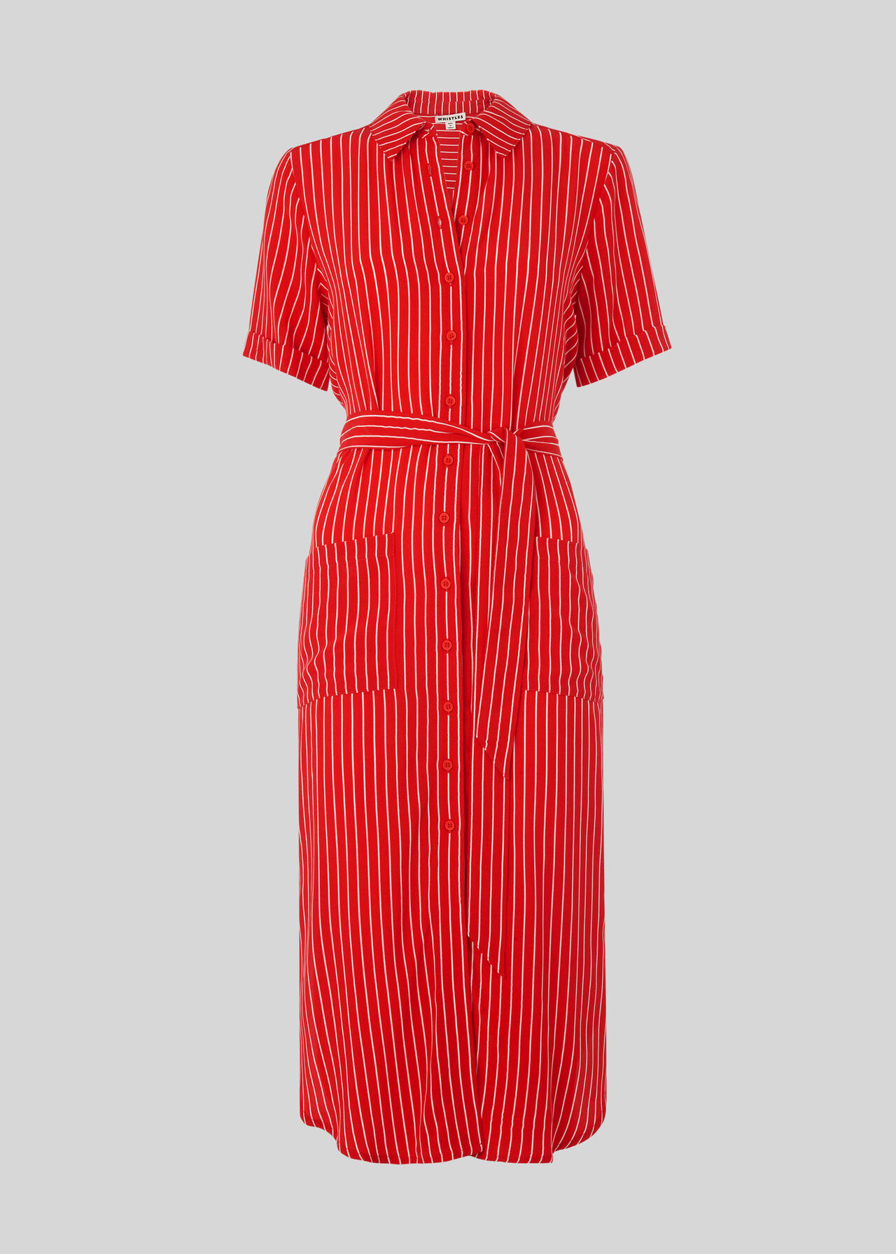 Montana Stripe Shirt Dress Red/Multi