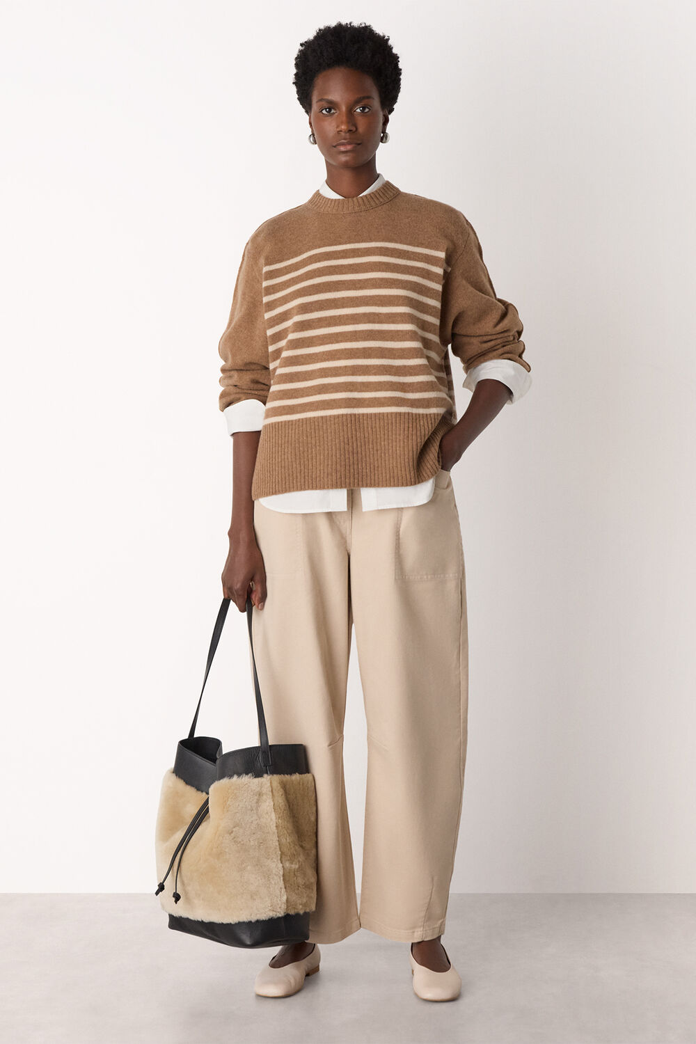 Wool Stripe Crew Neck Knit