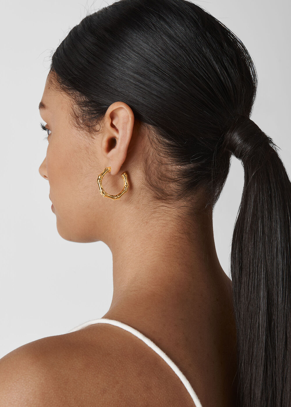 Bamboo Hoop Earring Gold/Multi