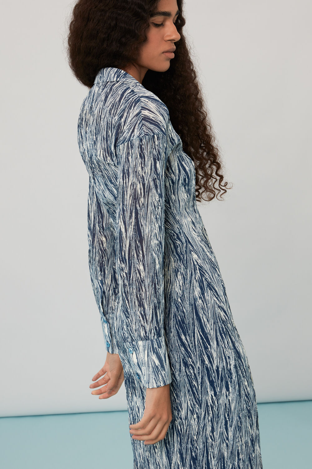 Marble Stripe Plisse Dress