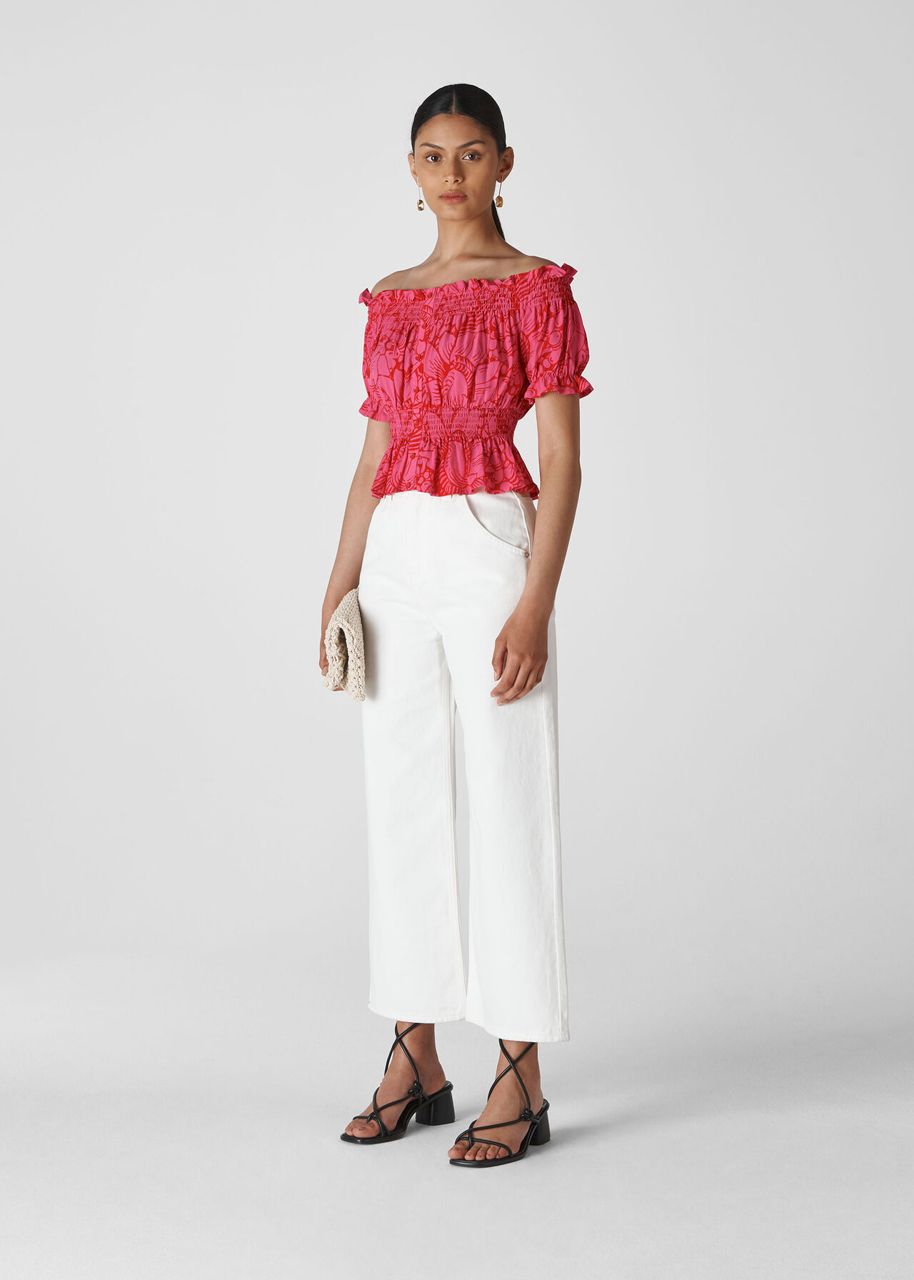 Mammoth desinficere sikkerhedsstillelse Pink/Multi Sunflower Print Bardot Top | WHISTLES 
