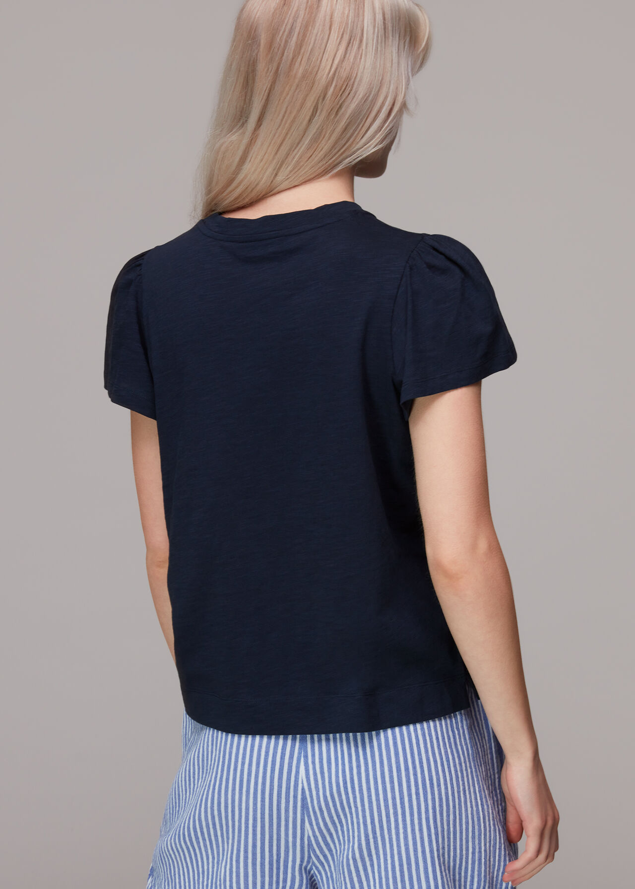 Cotton Frill Sleeve T Shirt