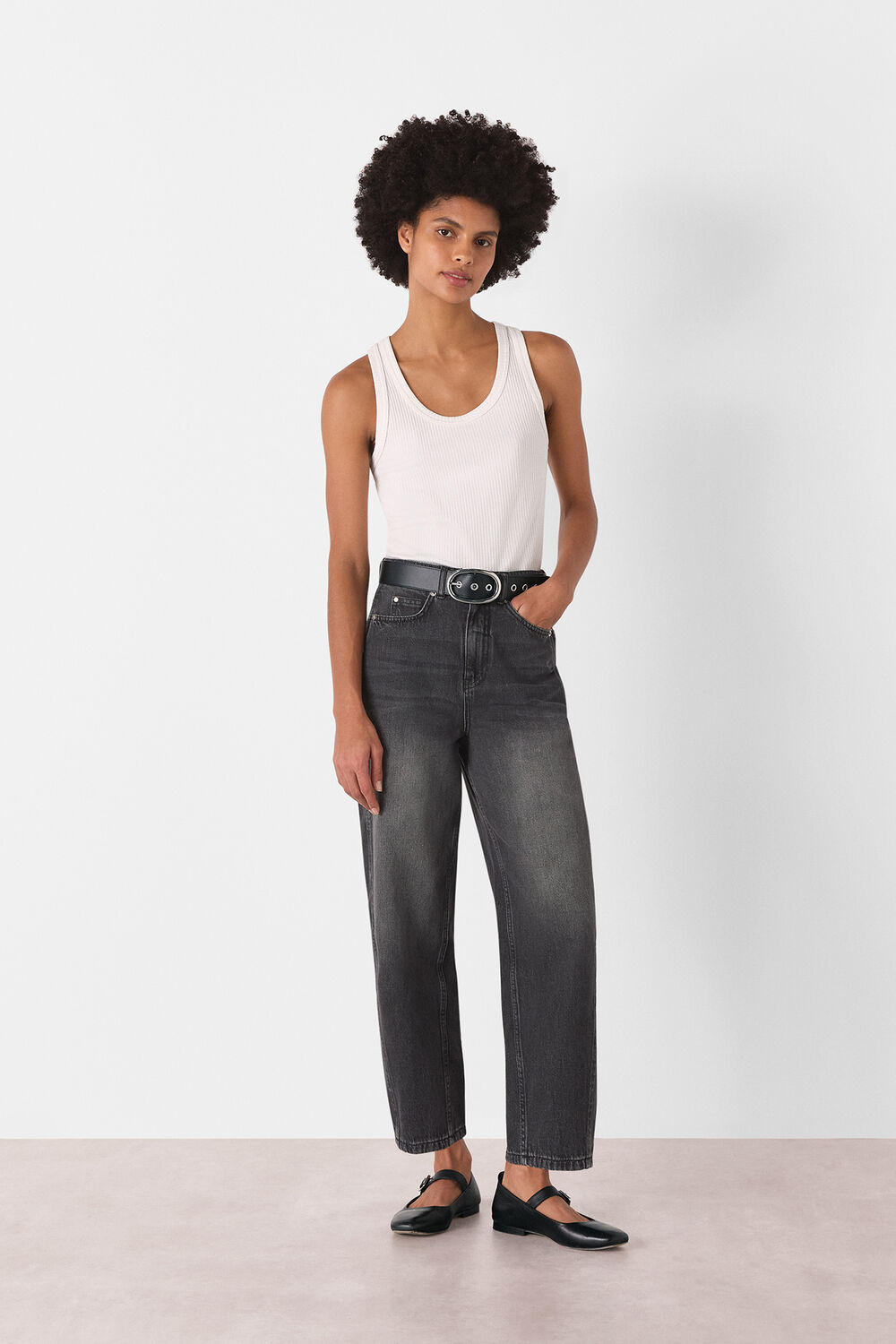 Grey Authentic Barrel Leg Jean