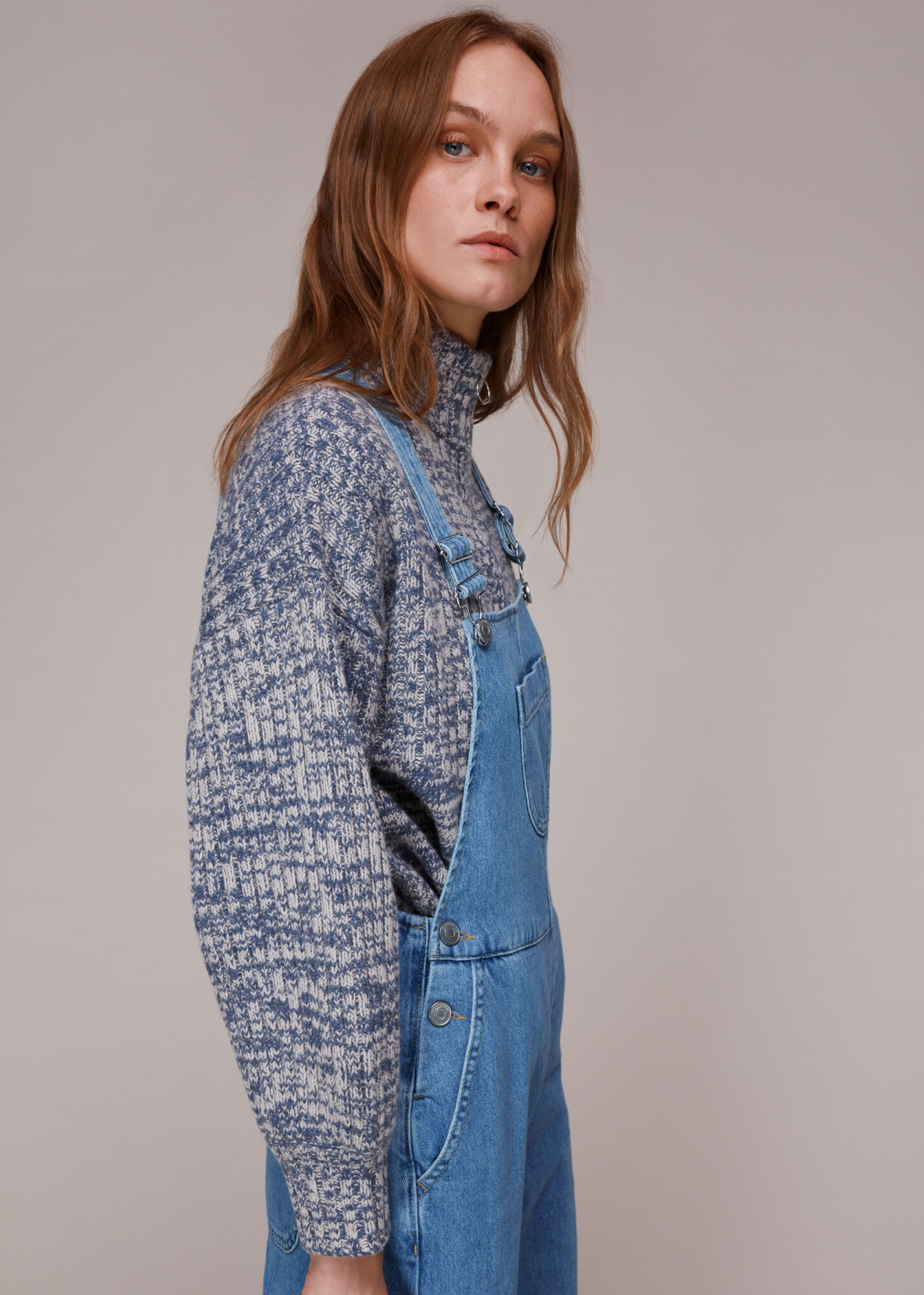 Denim Leni Denim Dungaree | WHISTLES | Whistles US |