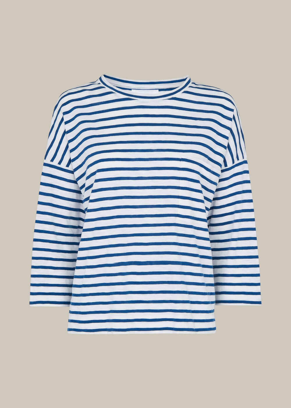 Cotton Pocket Stripe Top Blue/Multi
