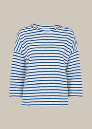 Cotton Pocket Stripe Top Blue/Multi