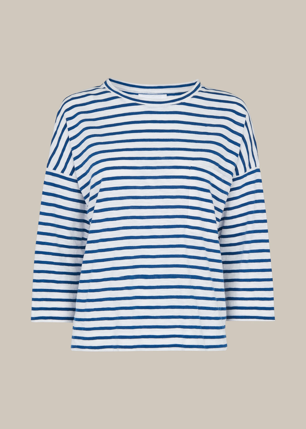 Cotton Pocket Stripe Top Blue/Multi
