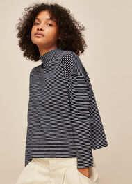 Stripe High Neck Relaxed Top
