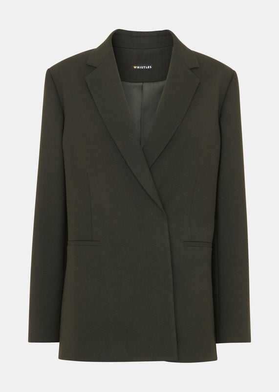 Dark Green Natalie Wool Blend Blazer