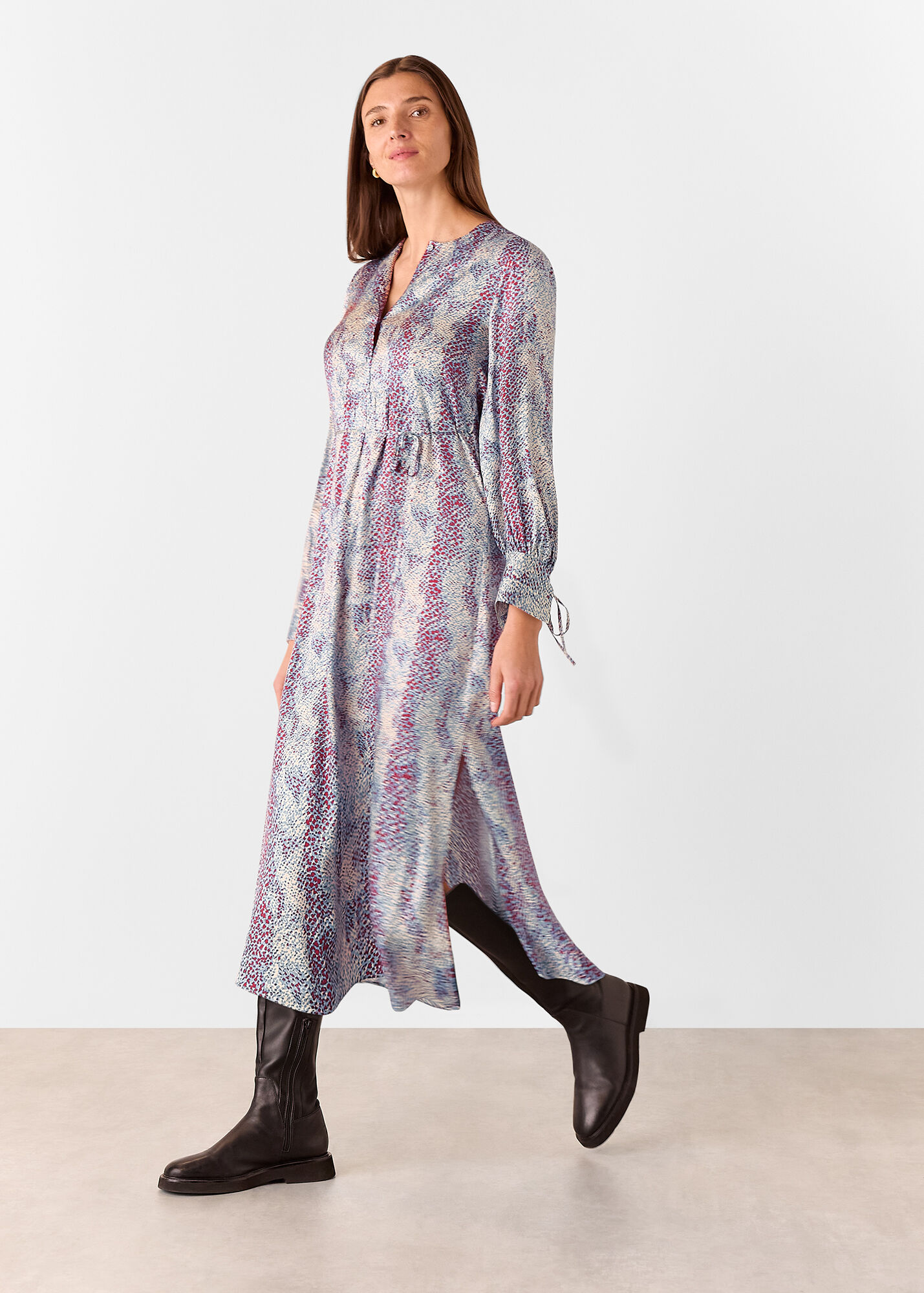 SMOCKED SNAKE MIDI DRESS main image 1